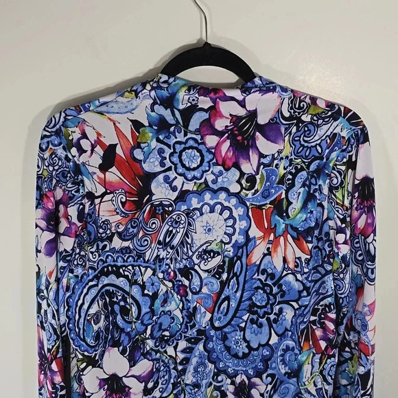 {Peck & Peck} Women's Paisley Print Open Cardigan Jacket - Size Medium - Picture 4 of 11